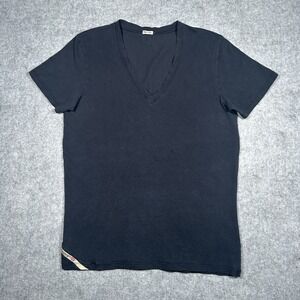 Diesel‎ T Shirt Women's Size Large Black Retro V Neck Logo Short Sleeve